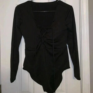 Black Lace Up Bodysuit